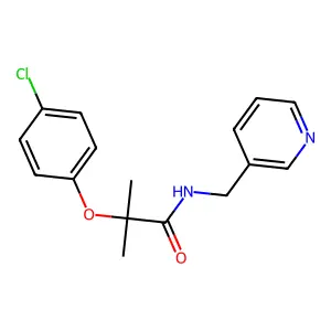 2-(4-chlorophenoxy)-2-methyl-N-(pyridin-3-ylmethyl)propanamide structure