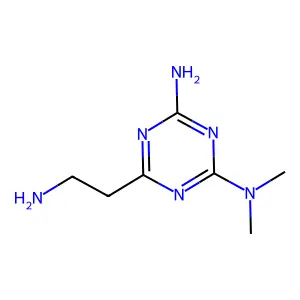6-(2-aminoethyl)-N2,N2-dimethyl-1,3,5-triazine-2,4-diamine structure
