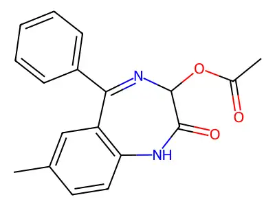 7-methyl-2-oxo-5-phenyl-2,3-dihydro-1H-1,4-benzodiazepin-3-yl acetate structure