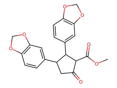 Methyl 2,3-bis(1,3-benzodioxol-5-yl)-5-oxocyclopentanecarboxylate structure