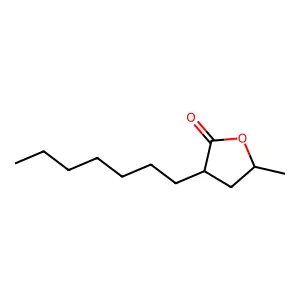 3-Heptyldihydro-5-methyl-2(3H)-furanone structure