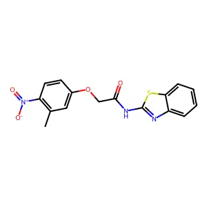 N-(1,3-benzothiazol-2-yl)-2-(3-methyl-4-nitrophenoxy)acetamide structure