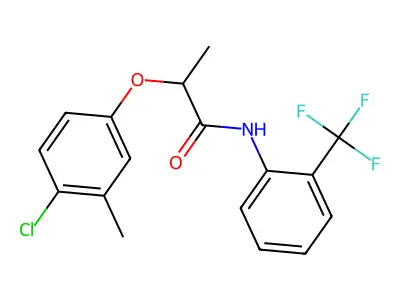 2-(4-chloro-3-methylphenoxy)-N-[2-(trifluoromethyl)phenyl]propanamide structure
