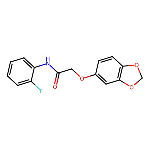2-(1,3-benzodioxol-5-yloxy)-N-(2-fluorophenyl)acetamide structure