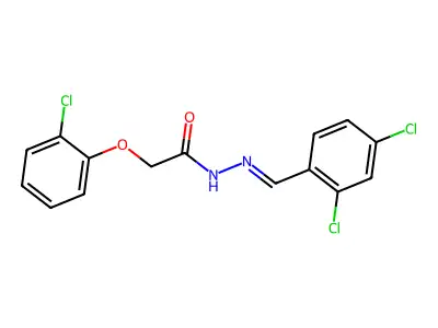 2-(2-chlorophenoxy)-N-[(2,4-dichlorophenyl)methylideneamino]acetamide structure