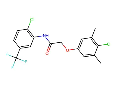 2-(4-chloro-3,5-dimethylphenoxy)-N-[2-chloro-5-(trifluoromethyl)phenyl]acetamide structure