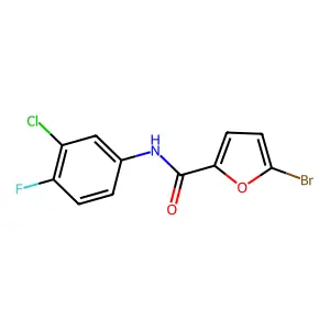 5-bromo-N-(3-chloro-4-fluorophenyl)furan-2-carboxamide structure