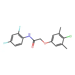 2-(4-chloro-3,5-dimethylphenoxy)-N-(2,4-difluorophenyl)acetamide structure