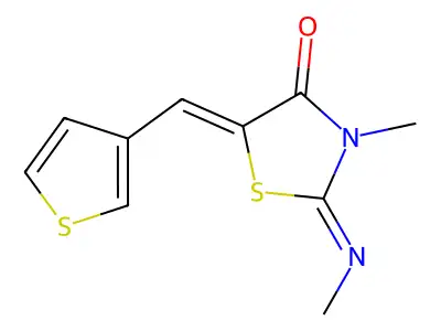 3-Methyl-2-(methylimino)-5-(3-thienylmethylene)-4-thiazolidinone structure