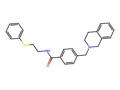4-(3,4-dihydro-1H-isoquinolin-2-ylmethyl)-N-(2-phenylsulfanylethyl)benzamide structure