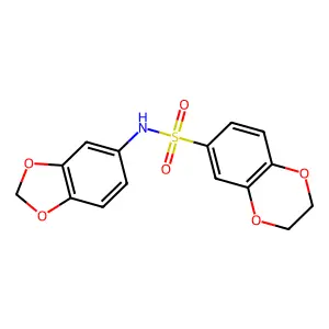 N-(1,3-benzodioxol-5-yl)-2,3-dihydro-1,4-benzodioxine-6-sulfonamide structure