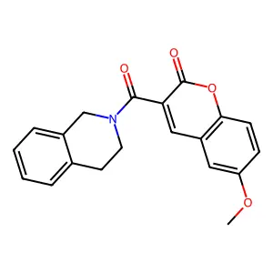 6-methoxy-3-(1,2,3,4-tetrahydroisoquinoline-2-carbonyl)-2H-chromen-2-one structure