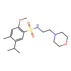 5-isopropyl-2-methoxy-4-methyl-N-(2-morpholinoethyl)benzenesulfonamide structure