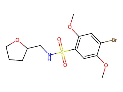 4-bromo-2,5-dimethoxy-N-(oxolan-2-ylmethyl)benzenesulfonamide structure