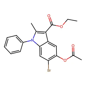 Ethyl 5-(acetyloxy)-6-bromo-2-methyl-1-phenyl-1H-indole-3-carboxylate structure