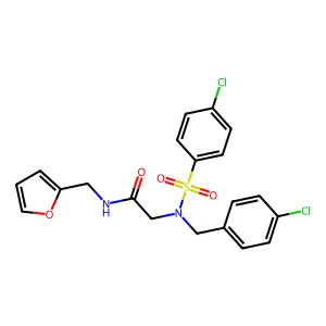 2-[(4-chlorophenyl)methyl-(4-chlorophenyl)sulfonylamino]-N-(furan-2-ylmethyl)acetamide structure