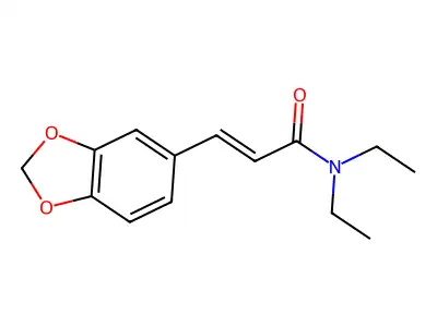 3-(2H-1,3-benzodioxol-5-yl)-N,N-diethylprop-2-enamide structure