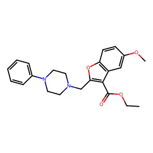 Ethyl 5-methoxy-2-[(4-phenylpiperazin-1-yl)methyl]-1-benzofuran-3-carboxylate structure