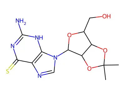 2-amino-9-[6-(hydroxymethyl)-2,2-dimethyl-3a,4,6,6a-tetrahydrofuro[3,4-d][1,3]dioxol-4-yl]-3H-purine-6-thione structure