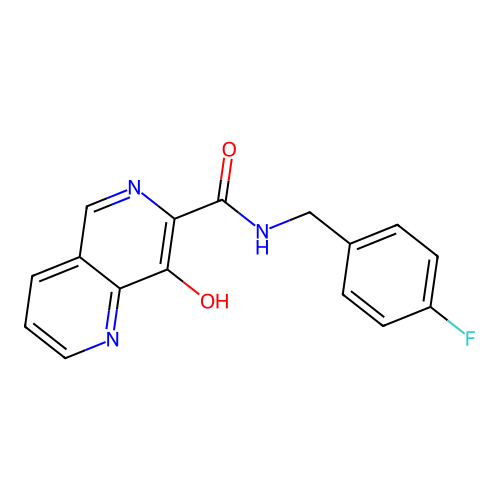N-(4-fluorobenzyl)-8-hydroxy-1,6-naphthyridine-7-carboxamide structure