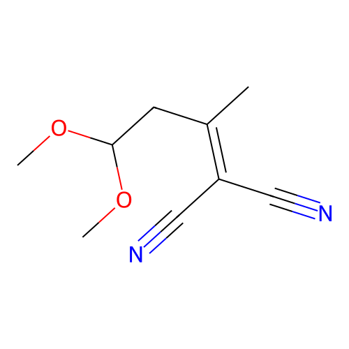 4,4-Dicyano-3-methyl-3-butenal dimethyl acetal structure