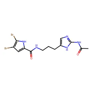 N-[3-(2-acetamido-1H-imidazol-5-yl)propyl]-4,5-dibromo-1H-pyrrole-2-carboxamide structure
