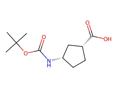 3-((tert-Butoxycarbonyl)amino)cyclopentanecarboxylic acid structure