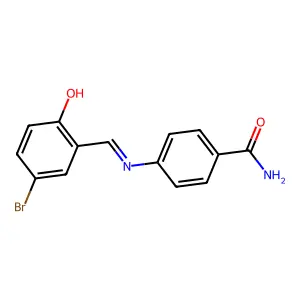 4-{[(1E)-(5-bromo-2-hydroxyphenyl)methylene]amino}benzamide structure