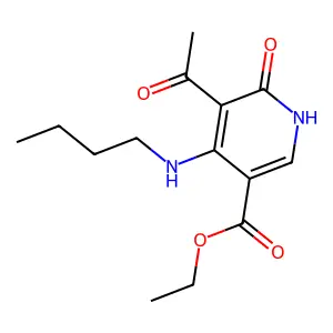 Ethyl 5-acetyl-4-(butylamino)-6-oxo-1,6-dihydropyridine-3-carboxylate structure