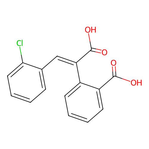 Benzeneacetic acid, 2-carboxy-alpha-((2-chlorophenyl)methylene)-, (E)- structure