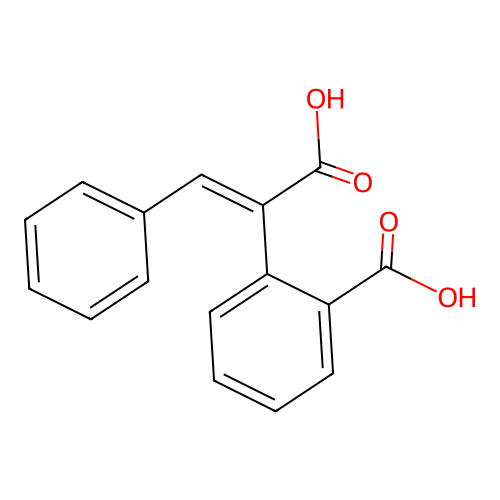 Benzeneacetic acid, 2-carboxy-alpha-(phenylmethylene)-, (E)- structure