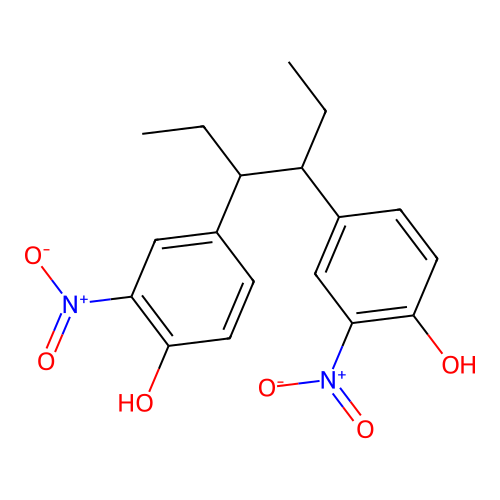 4,4'-(Hexane-3,4-diyl)bis(2-nitrophenol) structure