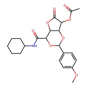 N-Cyclohexyl-5-O-acetyl-2,4-O-(4-methoxybenzylidene)glucaro-1-amide-6,3-lactone structure