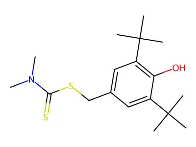 3,5-Di-t-butyl-4-hydroxybenzyl N,N-dimethyldithiocarbamate structure