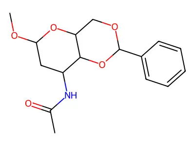 N-(6-methoxy-2-phenyl-4,4a,6,7,8,8a-hexahydropyrano[3,2-d][1,3]dioxin-8-yl)acetamide structure