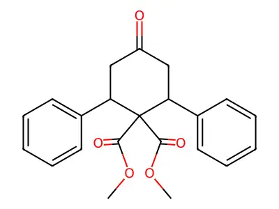 Dimethyl 4-oxo-2,6-diphenylcyclohexane-1,1-dicarboxylate structure