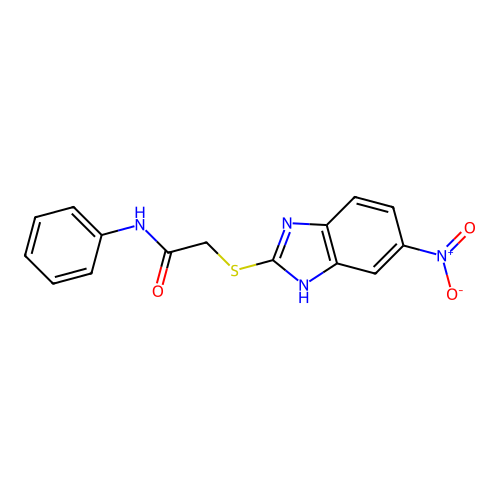 2-[(6-nitro-1H-benzimidazol-2-yl)sulfanyl]-N-phenylacetamide structure