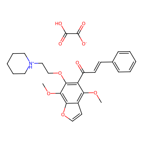 Benzofuran, 4,7-dimethoxy-6-(2-piperidinoethoxy)-5-cinnamoyl-, oxalate structure