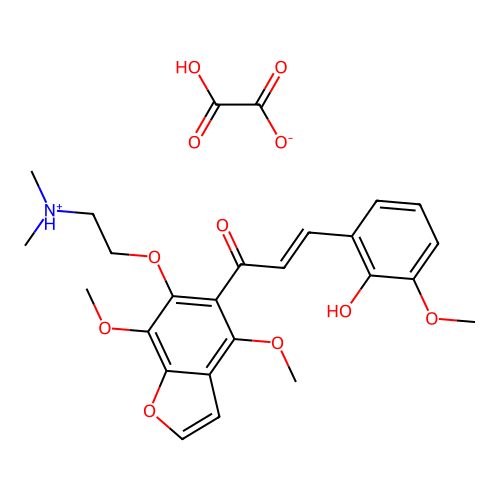 Benzofuran, 4,7-dimethoxy-6-(2-dimethylaminoethoxy)-5-(2-hydroxy-3-methoxycinnamoyl)-, oxalate structure