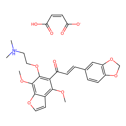 Benzofuran, 4,7-dimethoxy-6-(2-dimethylaminoethoxy)-5-(3,4-methylenedioxycinnamoyl)-, maleate structure