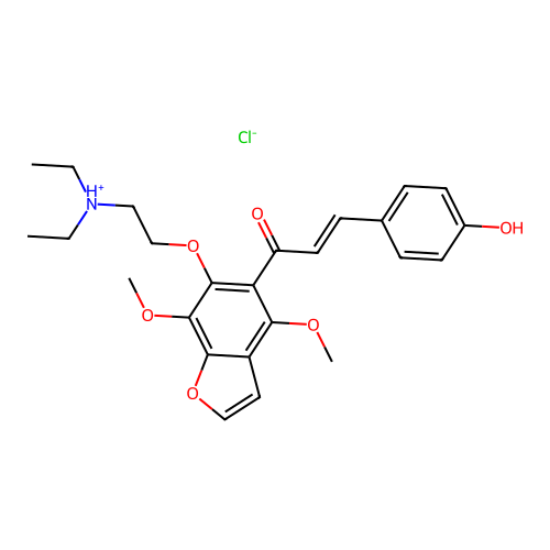 Benzofuran, 6-(2-diethylaminoethoxy)-4,7-dimethoxy-5-(p-hydroxycinnamoyl)-, hydrochloride structure