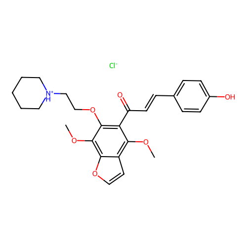 Benzofuran, 4,7-dimethoxy-5-(p-hydroxycinnamoyl)-6-(2-piperidinoethoxy)-, hydrochloride structure