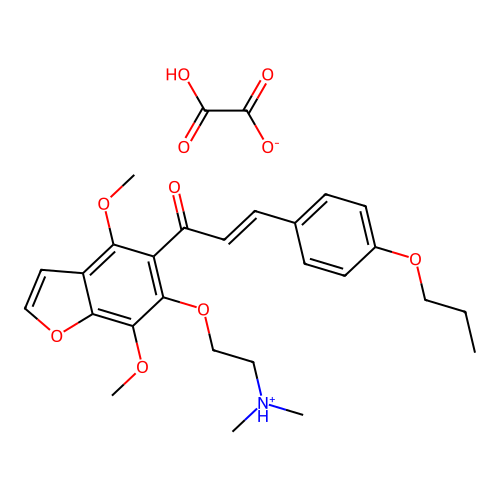 Benzofuran, 4,7-dimethoxy-6-(2-dimethylaminoethoxy)-5-(p-propoxycinnamoyl)-, oxalate structure