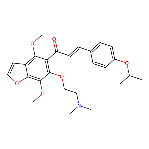 2-Propen-1-one, 1-(6-(2-(dimethylamino)ethoxy)-4,7-dimethoxy-5-benzofuranyl)-3-(4-(1-methylethoxy)phenyl)- structure