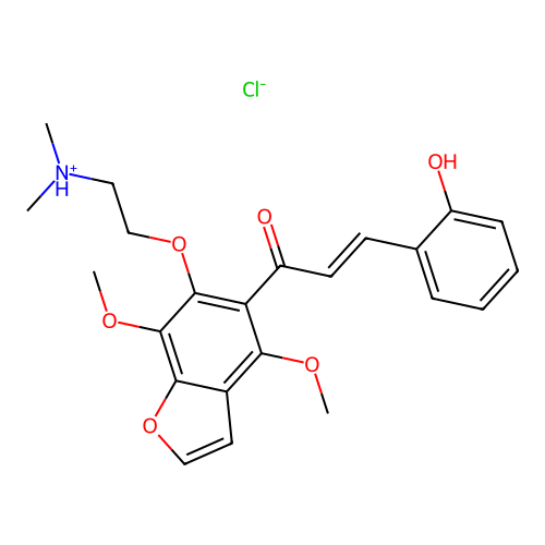 Benzofuran, 4,7-dimethoxy-6-(2-dimethylaminoethoxy)-5-(o-hydroxycinnamoyl)-, hydrochloride structure