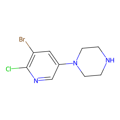1-(5-Bromo-6-chloropyridin-3-yl)piperazine structure
