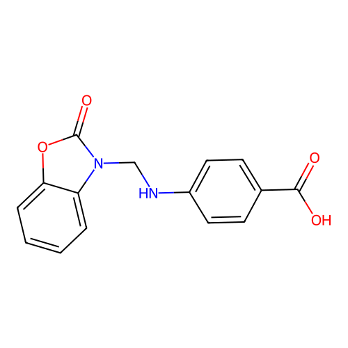 4-[(2-Oxo-1,3-benzoxazol-3-yl)methylamino]benzoic acid structure