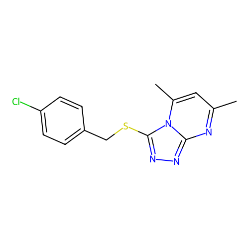 3-[(4-Chlorobenzyl)thio]-5,7-dimethyl[1,2,4]triazolo[4,3-a]pyrimidine structure