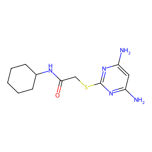 N-cyclohexyl-2-[(4,6-diaminopyrimidin-2-yl)sulfanyl]acetamide structure