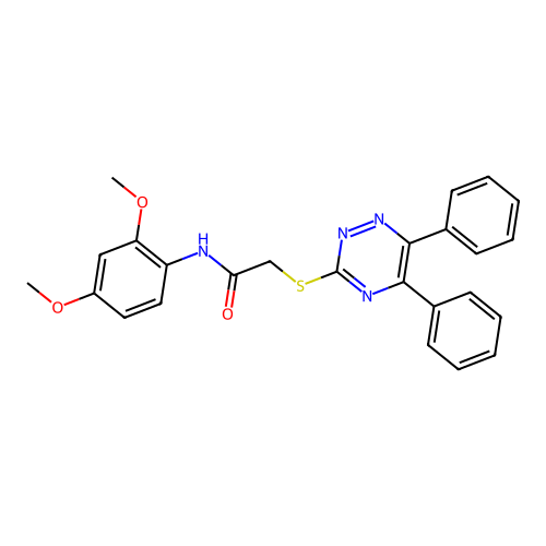 N-(2,4-dimethoxyphenyl)-2-[(5,6-diphenyl-1,2,4-triazin-3-yl)sulfanyl]acetamide structure